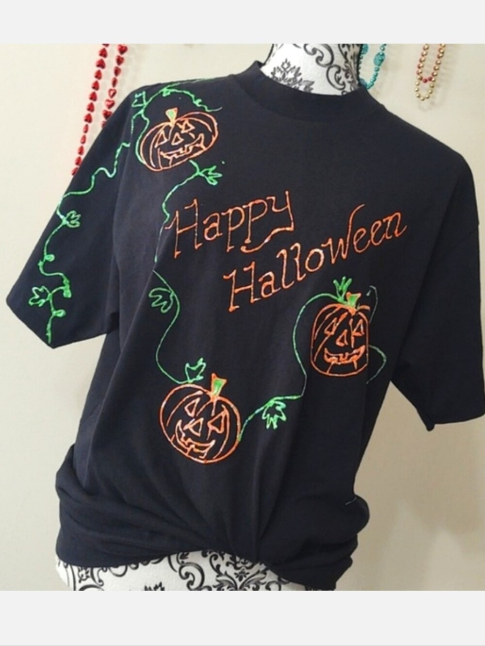 Vintage Homemade Happy Halloween Jack-o'-lantern T-shirt XL